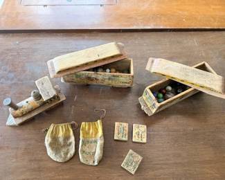 BKB199 - Lake Placid Wooden Train set with Marbles and pouches