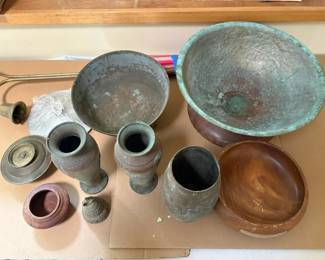 BKB187 - Bronze And Wood Home Decor Items