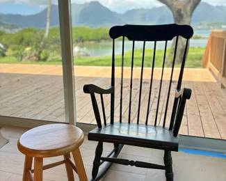 BKB171 - Rocking Chair & Wooden Stool
