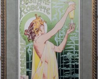 9073 - Absinthe Poster by Alphonse Mucha (Description): 22 X 27