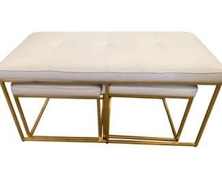 3539 - Alden Home Gold Trio Bench (Description): 22 x 20 x 43, 16 x 19 x 18