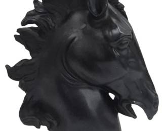 488 - Black Resin Horse Head Statue by Three Hands (Description): 25 x 20 x 8