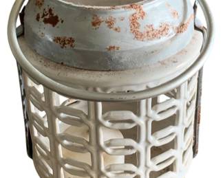 937 - Metal & Ceramic Lantern 11 x 8