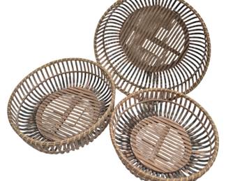 468 - 3 Nesting Baskets by Three Hands (Description): largest 6.5 x 20