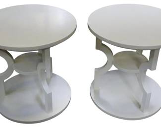 126 - Pair Alden Home Round Etta End Tables (Description): 28 x 30