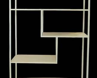 483 - Tall Metal Display Shelf by Three Hands (Description): Dented shelves, as is, 76 x 35.5 x 13