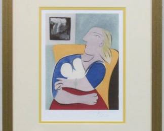 9070 - Woman in Yellow Chair Print by Pablo Picasso (Description): 15 X 18