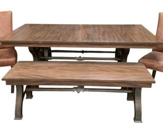 357 - 5 Piece Dining Set - Table, 2 Benches, 2 Chairs (Description): table 30 x 76 x 40, benches 19 x 60 x 18, chairs 39 x 21 x 23