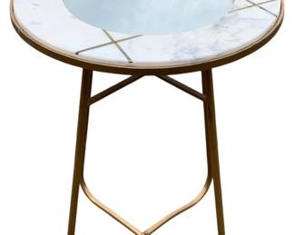 932 - Mirror Inset Marble Accent Table 23 x 16