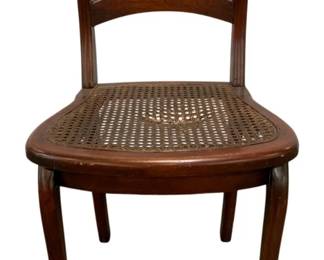 252 - Vintage Cane Seat Carved Chair (Description): 32 x 17 x 16, dent in cane seat