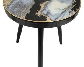 440 - Abstract Top 3 Leg Accent Table (Description): 22 x 17.5 by Three Hands
