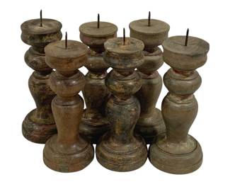 6158 - 6 Wooden Candle Prickets 7"