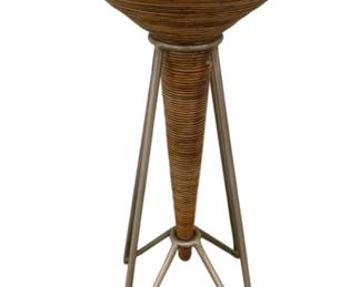 241 - Wildwood Mojito Jo Table (Description): 24 x 14, Mojito jo table is expertly hand-crafted from rattan twigs by skilled artisans. The geometric metal base and modern shape create a drinks table suitable for any space.
