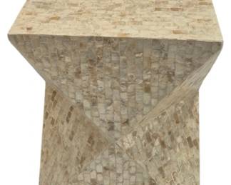 445 - Capiz Inlaid Stand by Three Hands (Description): 18.5 x 13.5 x 13.5