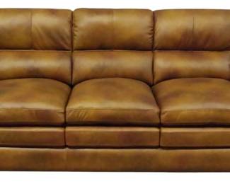 334 - Mottled Brown Leather Sofa 38x91x38