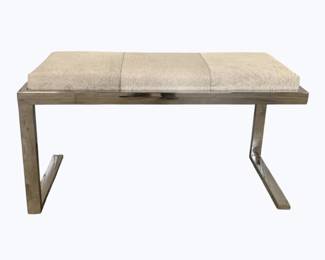 3272 - Wildwood Steel Horse Bench, Hide & Chrome (Description): 24 x 40 x 14