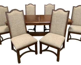 359 - 7 Piece Dining Table Set (Description): table w/ leaf 29 x 102 x 42, chairs 46 x 20 x 22
