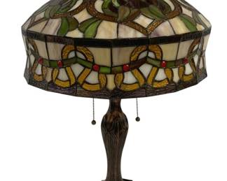 6377 - Stained Glass Table Lamp - 25 x 17 (Description): Item is direct from manufacturer, untested, no guarantee