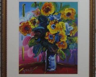 9052 - Vase and Yellow Flowers by Peter Max (Description): 22.5 X 26