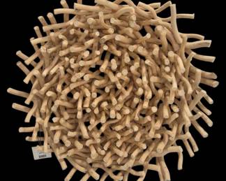 490 - Whitewash Twig Wall Art Sculpture 23.5" (Description): by Three Hands