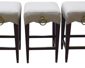 114 - 3 Modern History Walnut Counter Stools (Description): Retail $1800 each, 25 x 16 x 16
