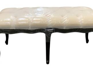 177 - Alden Parkes Lafrenz Carved Bench (Description): black frame, 18 x 40 x 20