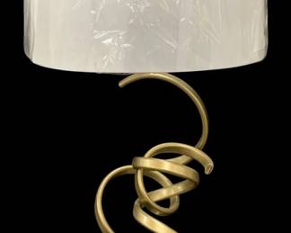 363 - Chelsea House Swirl Gold Lamp 32" (Description): Retail $549, ANTIQUE GOLD LEAF IRON WITH CLEAR ACRYLIC ACCENT, BASE HAS DATA PORT. Item is direct from manufacturer, untested, no guarantee