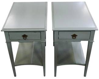 120 - Alden Home Pair Spa Blue End Tables (Description): with drawers, 26.5 x 16.5 x 26