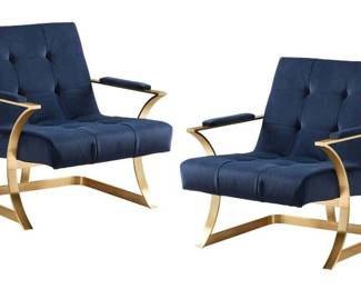 387 - Pair Modern History Milo Chairs (Description): Retail $2453 29 x 26 x 21