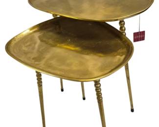 465 - Brass Accent Tables by Three Hands (Description): largest 25 x 20 x 23.5