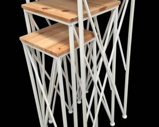 463 - Three Hands Set of Metal & Wood Stands (Description): largest 27.5 x 11.5 x 11.5