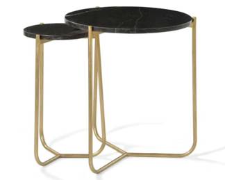 204 - Brisbane Nesting Table Stainless Brass/Marble (Description): 24 x 20, 20 x 15