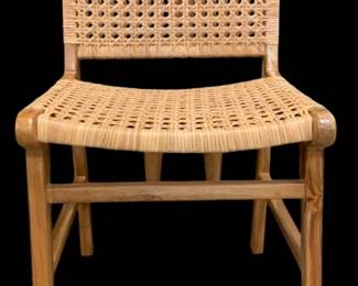 336 - Chelsea House Wood & Rattan Dining Chair (Description): 34 x 19 x 20