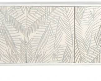 130 - Isla Coastal White 3 Door Sideboard (Description): 30.5 x 57 x 16, The Isla Coastal White 3 Door Sideboard brings breezy charm and practical storage to your dining space. Finished in a clean coastal white, it features three paneled doors that conceal spacious interior shelving perfect for dinnerware, linens, or entertaining essentials. Its crisp, relaxed design is ideal for coastal or casual interiors.