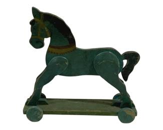 6154 - Wooden Rolling Horse Decor 16 x 15.5 x 5