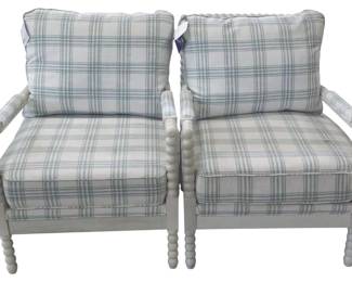 128 - Pair Coast to Coast Spool Carved Armchairs (Description): 26 x 35 x 37