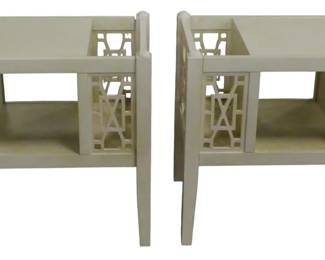 108 - Pair Powell Furniture Layla Accent Tables (Description): cream paint, 20 x 22 x 14.5