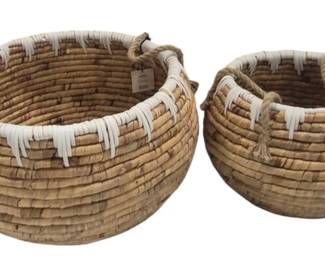 491 - Set of 2 Decorative Baskets by Three Hands (Description): largest 10.5 x 19