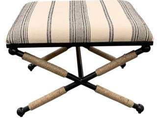 174 - Linon Aura Campaign Ottoman (Description): 18 x 24 x 18