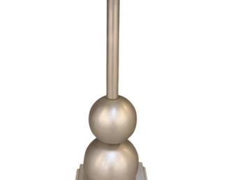 228 - Chelsea House Garrett Drinks Table (Description): 21 x 13, Retail $1377, The Garrett Side Table features an satin nickel base adorned with spherical accents at the bottom and a vintage-inspired antique mirrored top, creating a striking juxtaposition of materials and textures. Use it to display decorative items, hold a lamp or beverage, or simply as a statement piece to add character to your space. Designed by Elizabeth Wicker.