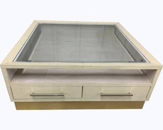 7289 - Chelsea House Cocktail Table w/ Drawers (Description): 16 x 39 x 39 glass top