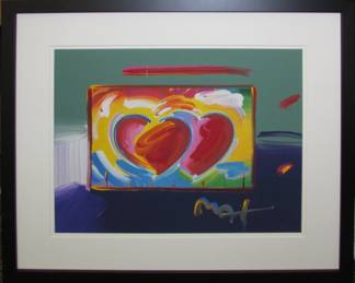 9015 - Two Hearts Giclee by Peter Max (Description): 24 X 20.5