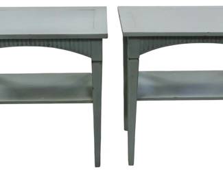 137 - Pair Alden Home Spa Blue Elliott End Tables (Description): 27.5 x 27 x 17