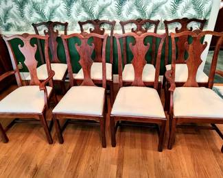set of 8 Chippendale solid cherry dining chairs by Link Taylor.Mint condition.