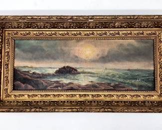 beautiful antique oil painting accent,excellent frame