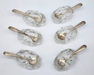 vintage salt cellars  w sterling silver spoons