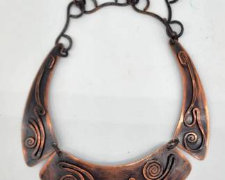 Hand wrought copper choker necklace Ireland artist signed