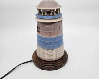 Door County stoneware lighthouse lamp