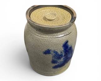 Glazed crock jar