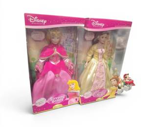 Disney Princess Sleepy Beauty and Beauty and Beast porcelain dolls
